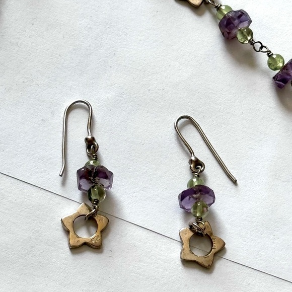 ✨Exquisite Sterling Silver Carlo Biagi Purple and Green Necklace and Earring Set - Picture 8 of 16